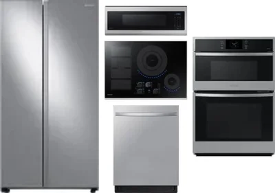 5 Piece Package Includes Refrigerator, Cooktop, Wall Oven, Microwave And Dishwasher