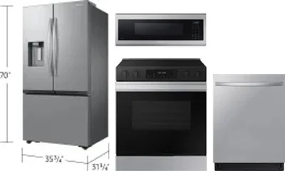 4 Piece Package Includes Refrigerator, Range, Microwave And Dishwasher