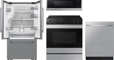 4 Piece Package Includes Refrigerator, Range, Microwave And Dishwasher
