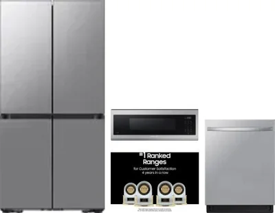 4 Piece Package Includes Refrigerator, Range, Microwave And Dishwasher
