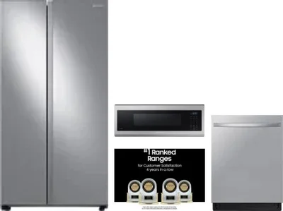 4 Piece Package Includes Refrigerator, Range, Microwave And Dishwasher