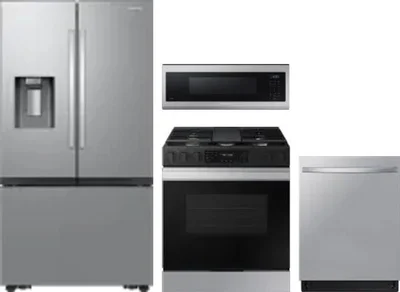 4 Piece Package Includes Refrigerator, Range, Microwave And Dishwasher
