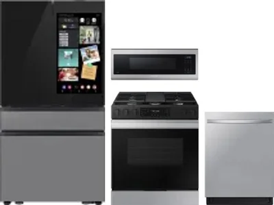 4 Piece Package Includes Refrigerator, Range, Microwave And Dishwasher