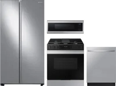 4 Piece Package Includes Refrigerator, Range, Microwave And Dishwasher