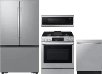 4 Piece Package Includes Refrigerator, Range, Microwave And Dishwasher