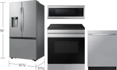 4 Piece Package Includes Refrigerator, Range, Microwave And Dishwasher