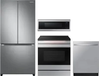 4 Piece Package Includes Refrigerator, Range, Microwave And Dishwasher