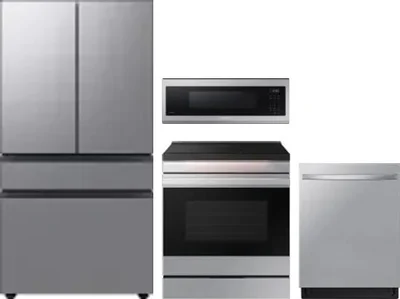 4 Piece Package Includes Refrigerator, Range, Microwave And Dishwasher