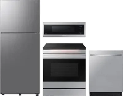4 Piece Package Includes Refrigerator, Range, Microwave And Dishwasher