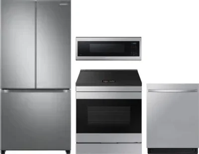 4 Piece Package Includes Refrigerator, Range, Microwave And Dishwasher