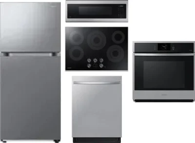 5 Piece Package Includes Refrigerator, Cooktop, Wall Oven, Microwave And Dishwasher