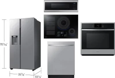 5 Piece Package Includes Refrigerator, Cooktop, Wall Oven, Microwave And Dishwasher