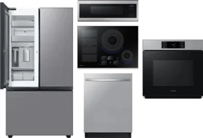 5 Piece Package Includes Refrigerator, Cooktop, Wall Oven, Microwave And Dishwasher