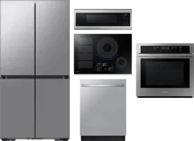 5 Piece Package Includes Refrigerator, Cooktop, Wall Oven, Microwave And Dishwasher