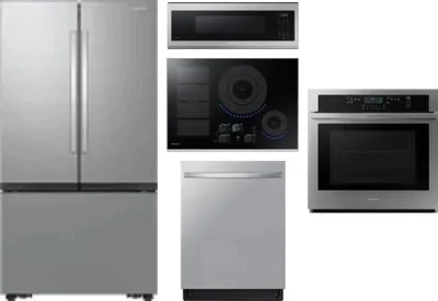 5 Piece Package Includes Refrigerator, Cooktop, Wall Oven, Microwave And Dishwasher