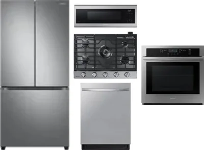 5 Piece Package Includes Refrigerator, Cooktop, Wall Oven, Microwave And Dishwasher