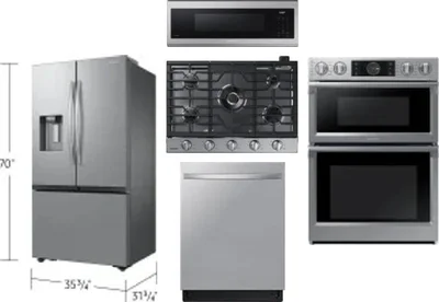 5 Piece Package Includes Refrigerator, Cooktop, Wall Oven, Microwave And Dishwasher