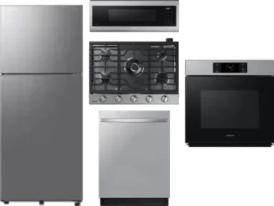 5 Piece Package Includes Refrigerator, Cooktop, Wall Oven, Microwave And Dishwasher