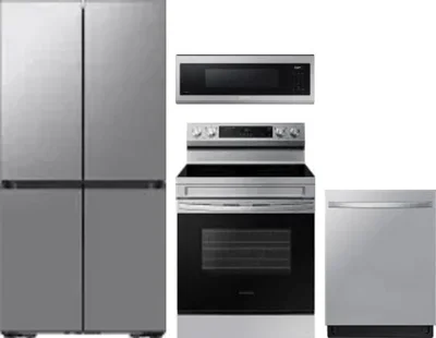 4 Piece Package Includes Refrigerator, Range, Microwave And Dishwasher