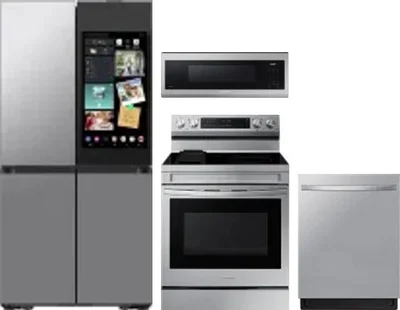 4 Piece Package Includes Refrigerator, Range, Microwave And Dishwasher