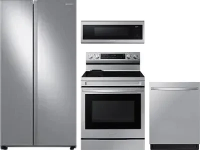 4 Piece Package Includes Refrigerator, Range, Microwave And Dishwasher