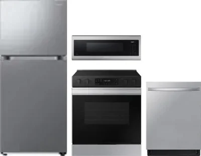 4 Piece Package Includes Refrigerator, Range, Microwave And Dishwasher