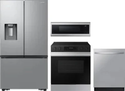4 Piece Package Includes Refrigerator, Range, Microwave And Dishwasher