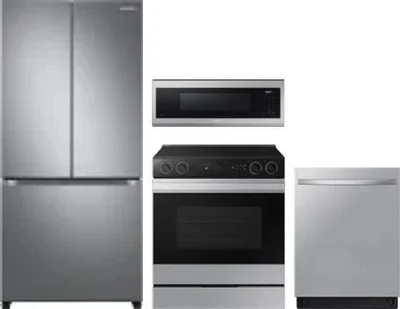 4 Piece Package Includes Refrigerator, Range, Microwave And Dishwasher