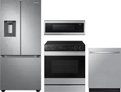 4 Piece Package Includes Refrigerator, Range, Microwave And Dishwasher