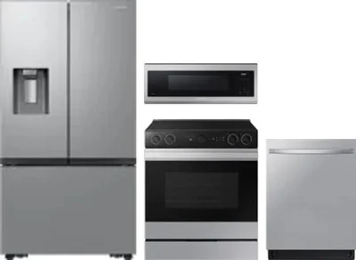 4 Piece Package Includes Refrigerator, Range, Microwave And Dishwasher