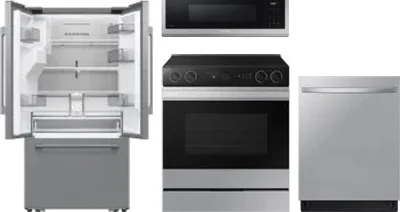 4 Piece Package Includes Refrigerator, Range, Microwave And Dishwasher