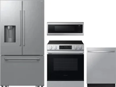 4 Piece Package Includes Refrigerator, Range, Microwave And Dishwasher