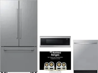 4 Piece Package Includes Refrigerator, Range, Microwave And Dishwasher