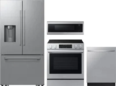 4 Piece Package Includes Refrigerator, Range, Microwave And Dishwasher