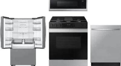 4 Piece Package Includes Refrigerator, Range, Microwave And Dishwasher