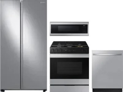 4 Piece Package Includes Refrigerator, Range, Microwave And Dishwasher