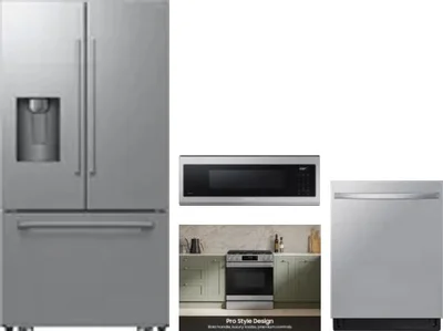 4 Piece Package Includes Refrigerator, Range, Microwave And Dishwasher