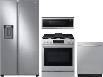 4 Piece Package Includes Refrigerator, Range, Microwave And Dishwasher