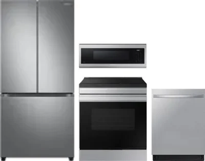 4 Piece Package Includes Refrigerator, Range, Microwave And Dishwasher