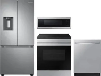 4 Piece Package Includes Refrigerator, Range, Microwave And Dishwasher