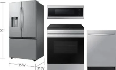 4 Piece Package Includes Refrigerator, Range, Microwave And Dishwasher