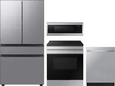 4 Piece Package Includes Refrigerator, Range, Microwave And Dishwasher