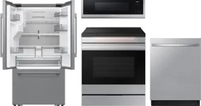 4 Piece Package Includes Refrigerator, Range, Microwave And Dishwasher