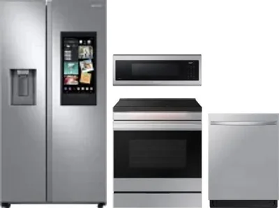4 Piece Package Includes Refrigerator, Range, Microwave And Dishwasher