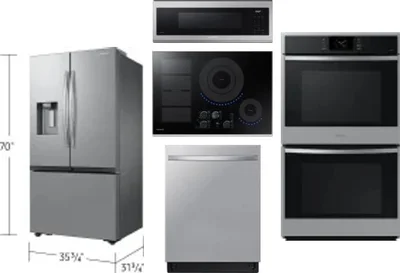 5 Piece Package Includes Refrigerator, Cooktop, Wall Oven, Microwave And Dishwasher