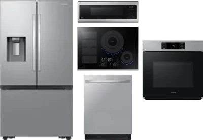 5 Piece Package Includes Refrigerator, Cooktop, Wall Oven, Microwave And Dishwasher