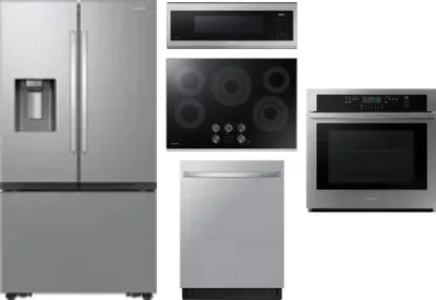 5 Piece Package Includes Refrigerator, Cooktop, Wall Oven, Microwave And Dishwasher