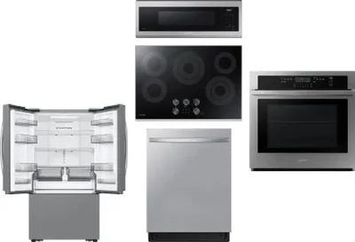 5 Piece Package Includes Refrigerator, Cooktop, Wall Oven, Microwave And Dishwasher
