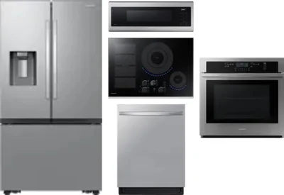 5 Piece Package Includes Refrigerator, Cooktop, Wall Oven, Microwave And Dishwasher