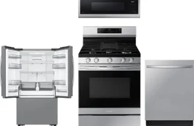 4 Piece Package Includes Refrigerator, Range, Microwave And Dishwasher